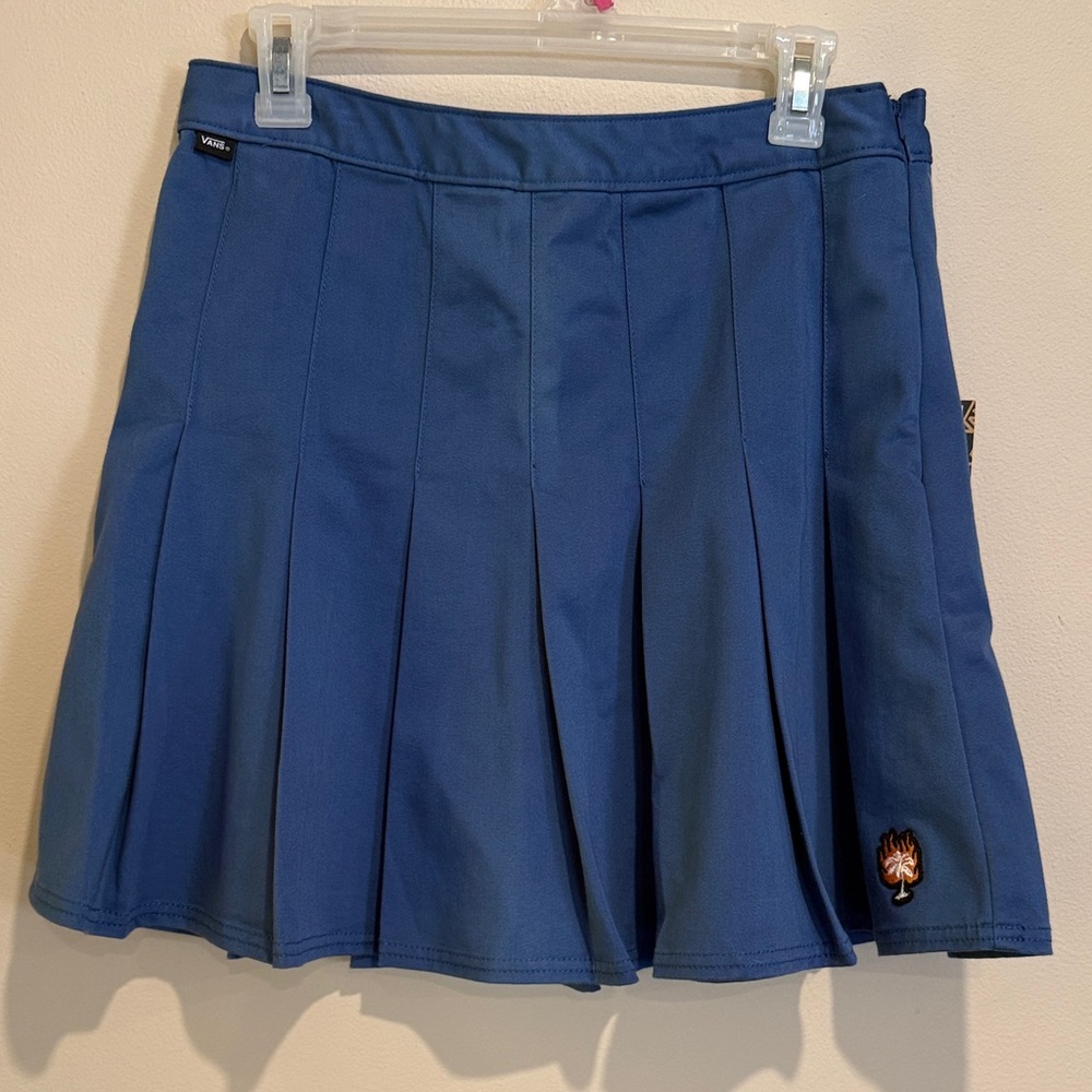 Vans Blue Mini Pleated Skirt casual, skate boarding Preppy Modern Old Money